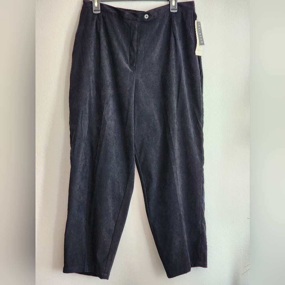 Napa Valley Plus Size Women's Black Stretch Velour Dress    Pants Pockets Sz 18W